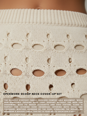 Elara Openwork Scoop Neck Cover-Up Set  - Beige