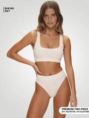Solara Scoop Neck Wide Strap Swim Set - White