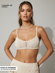 Elara Openwork Scoop Neck Cover-Up Set  - Beige