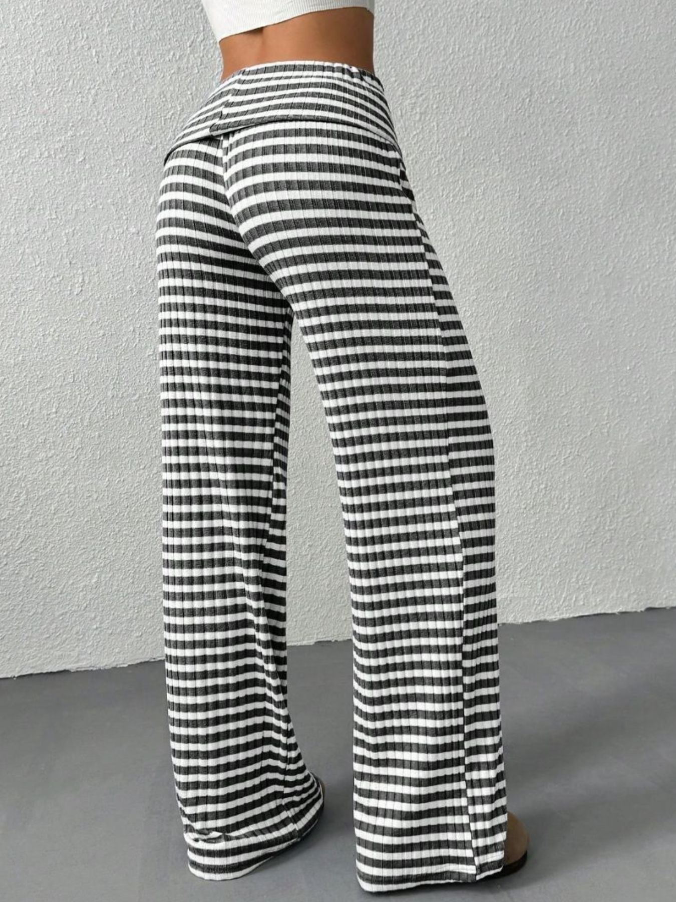 Coastal Stroll™ Striped Wide Leg Pants - Black