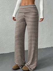 Coastal Stroll™ Striped Wide Leg Pants - Coffee Brown