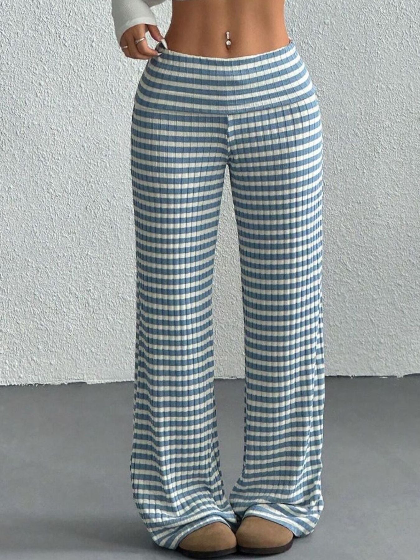 Coastal Stroll™ Striped Wide Leg Pants - Cerulean