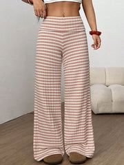 Coastal Stroll™ Striped Wide Leg Pants - Burnt Coral
