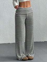 Coastal Stroll™ Striped Wide Leg Pants - Black