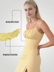 Serena Slit Bodice Midi Cami Dress - Lemon Yellow