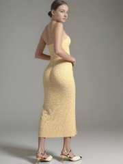 Serena Slit Bodice Midi Cami Dress - Lemon Yellow